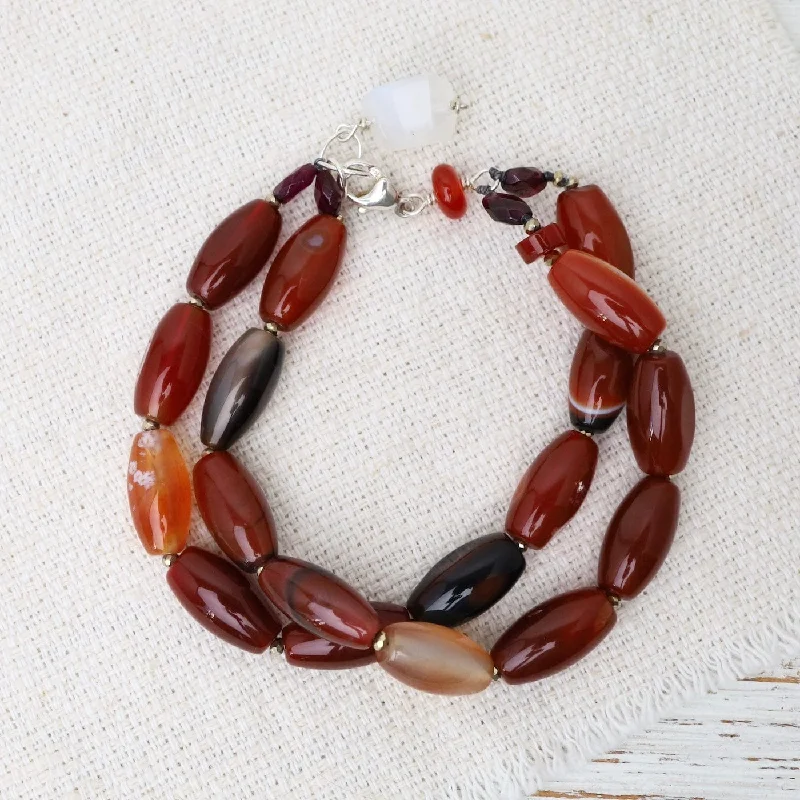 Chunky Bracelets for Women-Double Strand Carnelian Bracelet