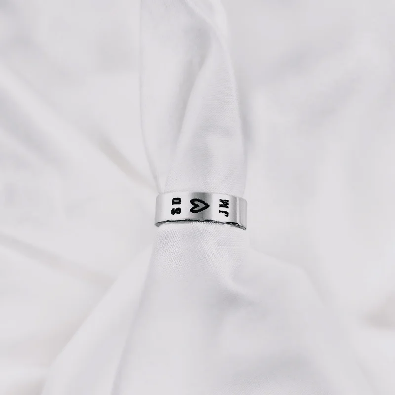 Unique Solitaire Rings-Couples Initials Ring