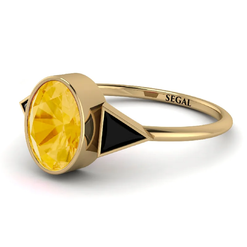 Bold Silver Rings-Geometrical Bezel Citrine Ring - Trinity No. 607