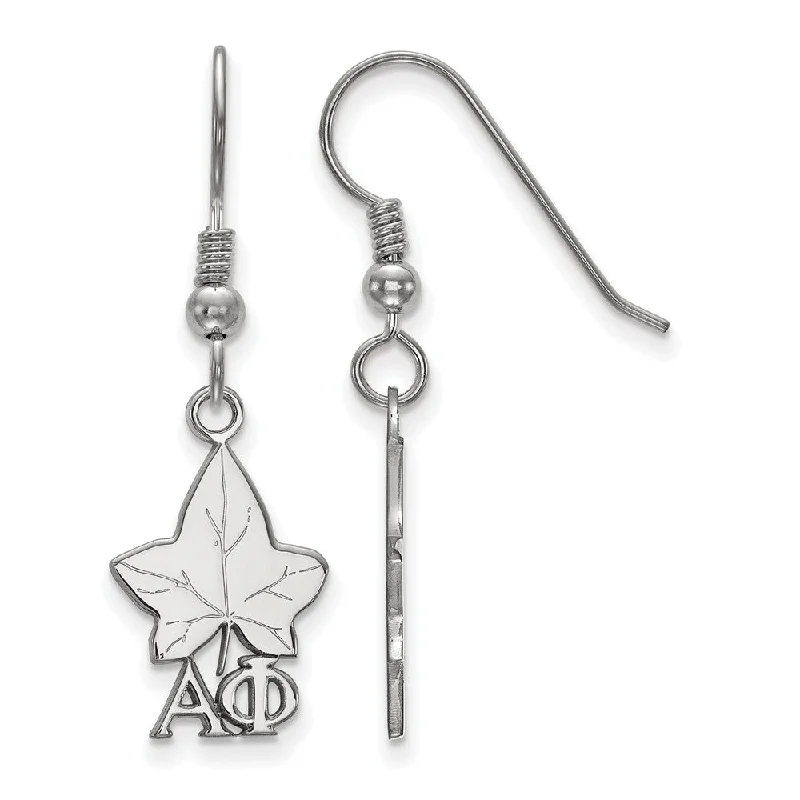 Stylish Drop Earrings-Sterling Silver Alpha Phi Small Dangle Earrings