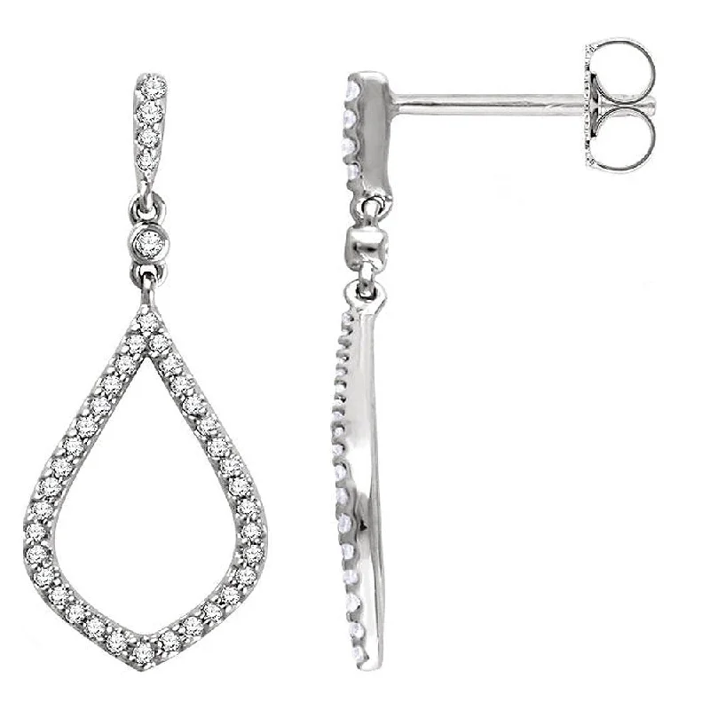 Luxury Pearl Earrings-10 x 25mm 14k White Gold 1/4 CTW (H-I, I1) Diamond Geometric Earrings