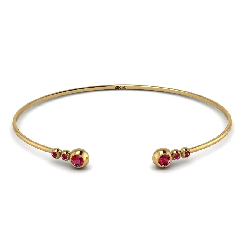 Statement Bracelets for Women-Geometric Bezel Ruby Bracelet - Josie No. 55