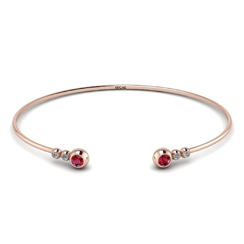 Elegant Link Bracelets for Women-Geometric Bezel Ruby Bracelet - Josie No. 11