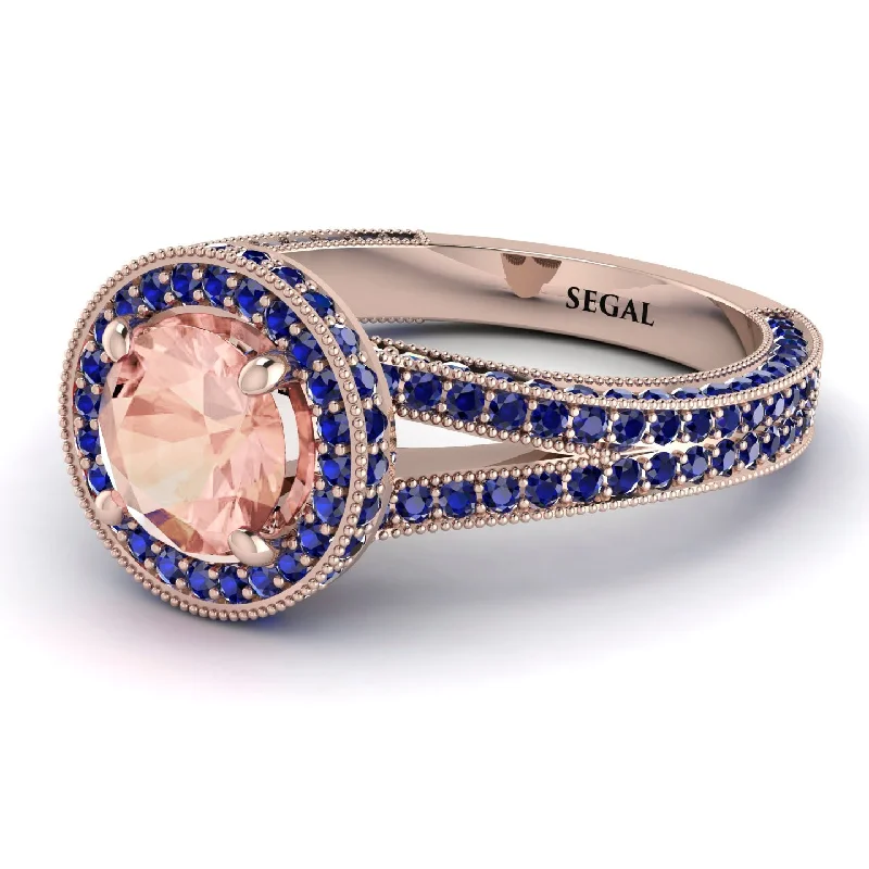 Stylish Solitaire Rings-Milgrain Round Morganite Engagement Ring - Payton No. 914