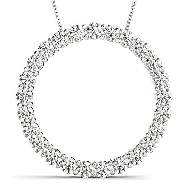 Fine Gemstone Necklaces-2.0 ctw Diamond Circle Necklace Pendant Shared Prong Set