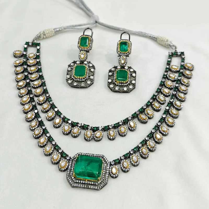 Antique Style Necklaces-JCM Gold Plated Crystal Stone Necklace Set