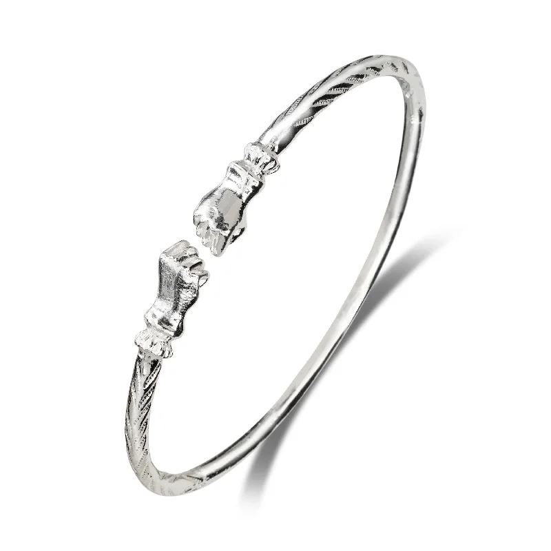 Stylish Stackable Bangles-Better Jewelry Solid .925 Sterling Silver West Indian Fist Bangle, 1 piece