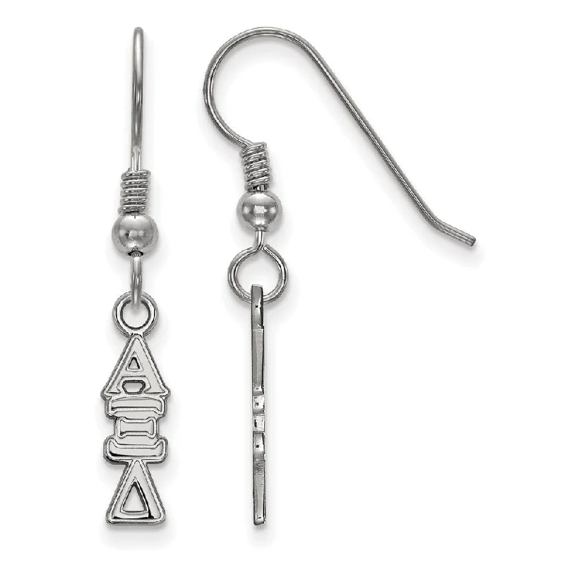 Statement Earrings for Weddings-Sterling Silver Small Alpha Xi Delta Dangle Earrings