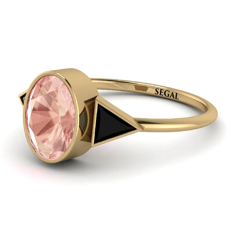 Wedding Ring Bands for Women-Geometrical Bezel Morganite Ring - Trinity No. 907