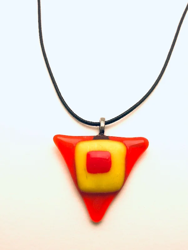 Elegant Choker Necklaces-Necklace with fused Glass Pendant, small Pendant, triangular