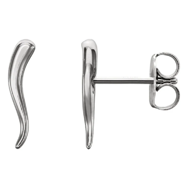 Stunning Gold Earrings-2.8mm x 12mm (7/16 Inch) Sterling Silver Small Italian Horn Earrings