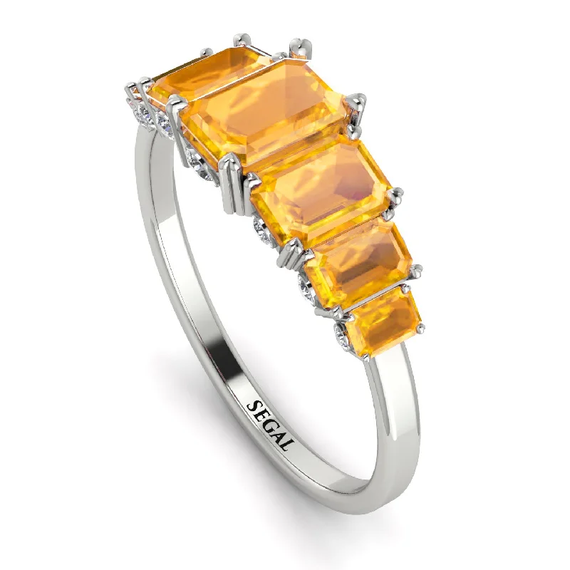 Affordable Engagement Rings-Emerald Cut Yellow Diamond Ring With Hidden Diamonds - Brynlee No. 1003