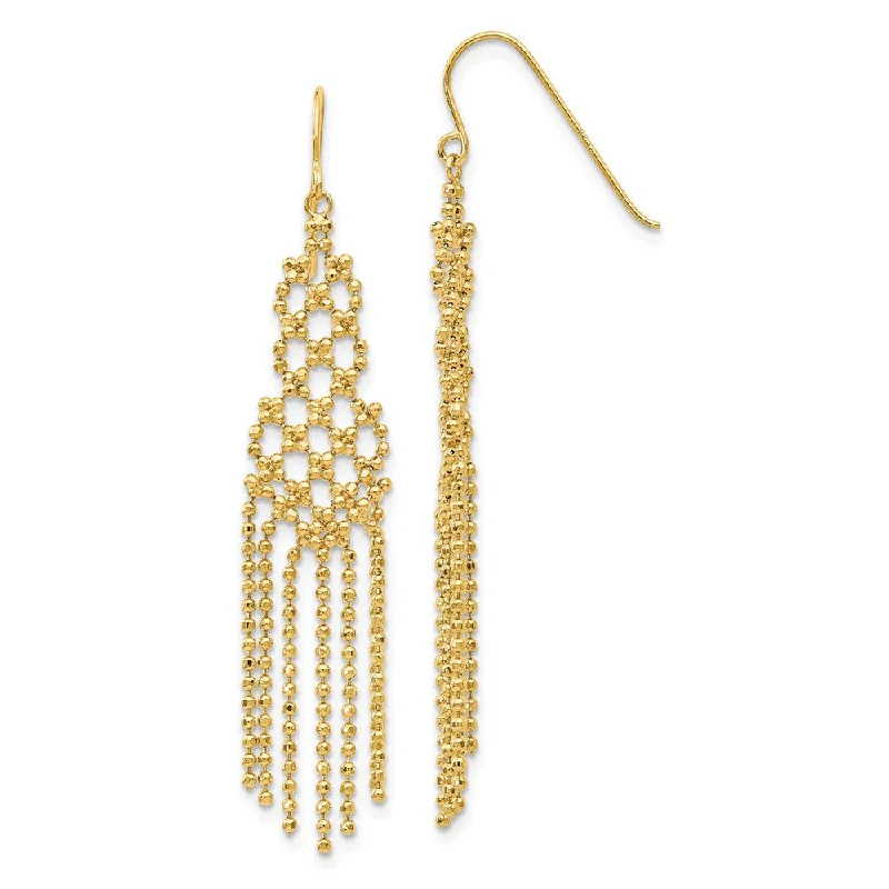 Personalized Drop Earrings-Diamond-cut Beaded Chandelier Earrings in 14k Yellow Gold