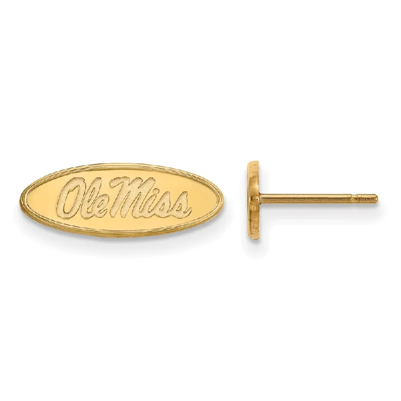 Fashionable Statement Earrings-10k Yellow Gold University of Mississippi XS (Tiny) Logo Post Earrings