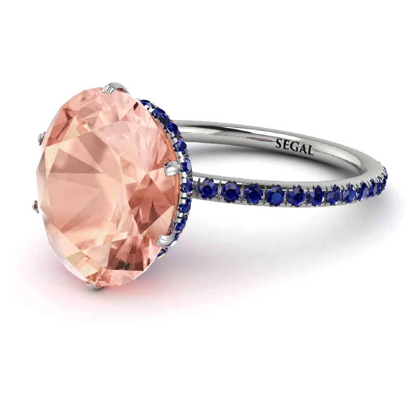 Custom Name Rings-Hidden Halo Oval Morganite Engagement Ring - Gemma No. 915