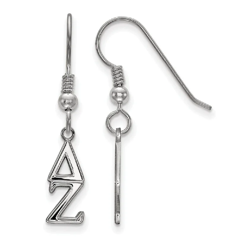 Custom Hoop Earrings-Sterling Silver Delta Zeta XS Dangle Earrings