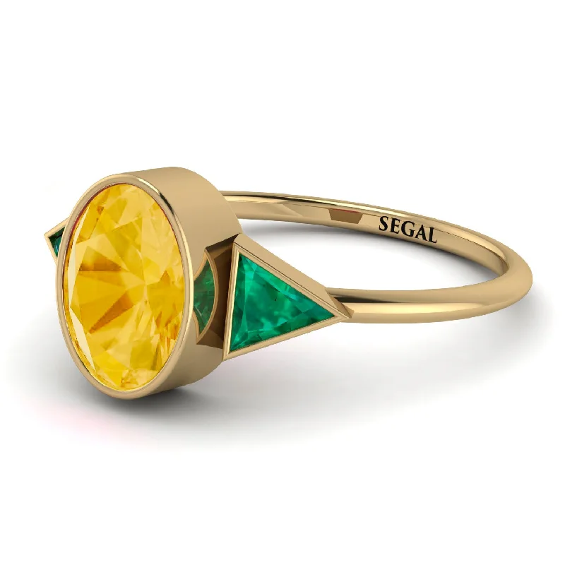 Simple Gemstone Rings-Geometrical Bezel Citrine Ring - Trinity No. 604