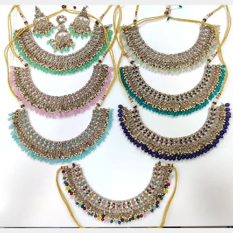 Customizable Gold Necklaces-Manisha Jewellery Gold Plated Crystal Stone And Beads Necklace Set (1 Piece Only)