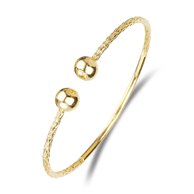 Elegant Gemstone Bangles-Better Jewelry 14K Yellow Gold West Indian Bangles Ball Ends