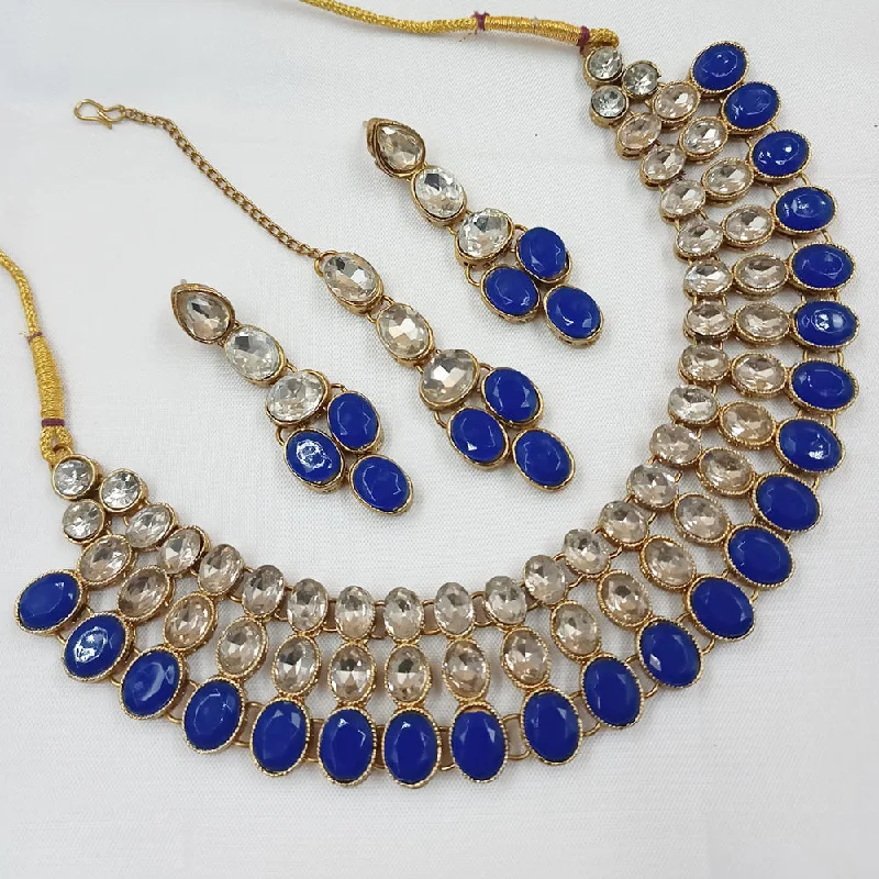 Stylish Necklaces for Brides-Padmawati Bangles Gold Plated Crystal Stone Necklace Set